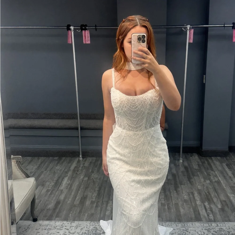 Maggie Sottero White Beaded Wedding Dress - Picture 2 of 4